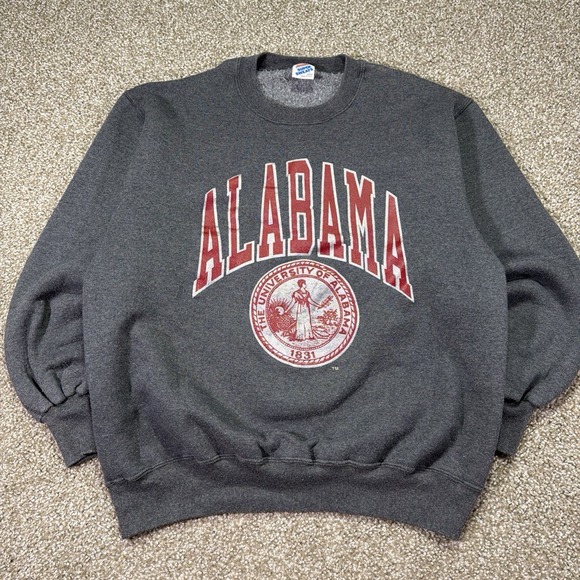 Jerzees Other - Alabama Crimson Tide Sweatshirt Vintage 80s Large Jerzees Gray Essential Retro